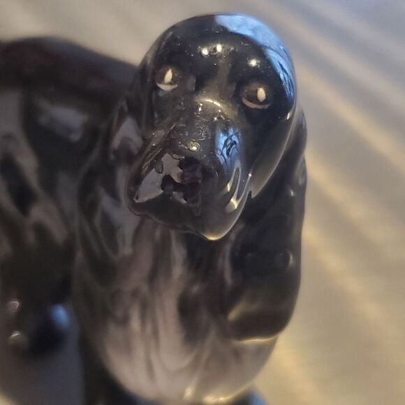 Vintage Porcelain Ceramic Spaniel Dog Canine Animal Figurine Black White - Picture 6 of 8